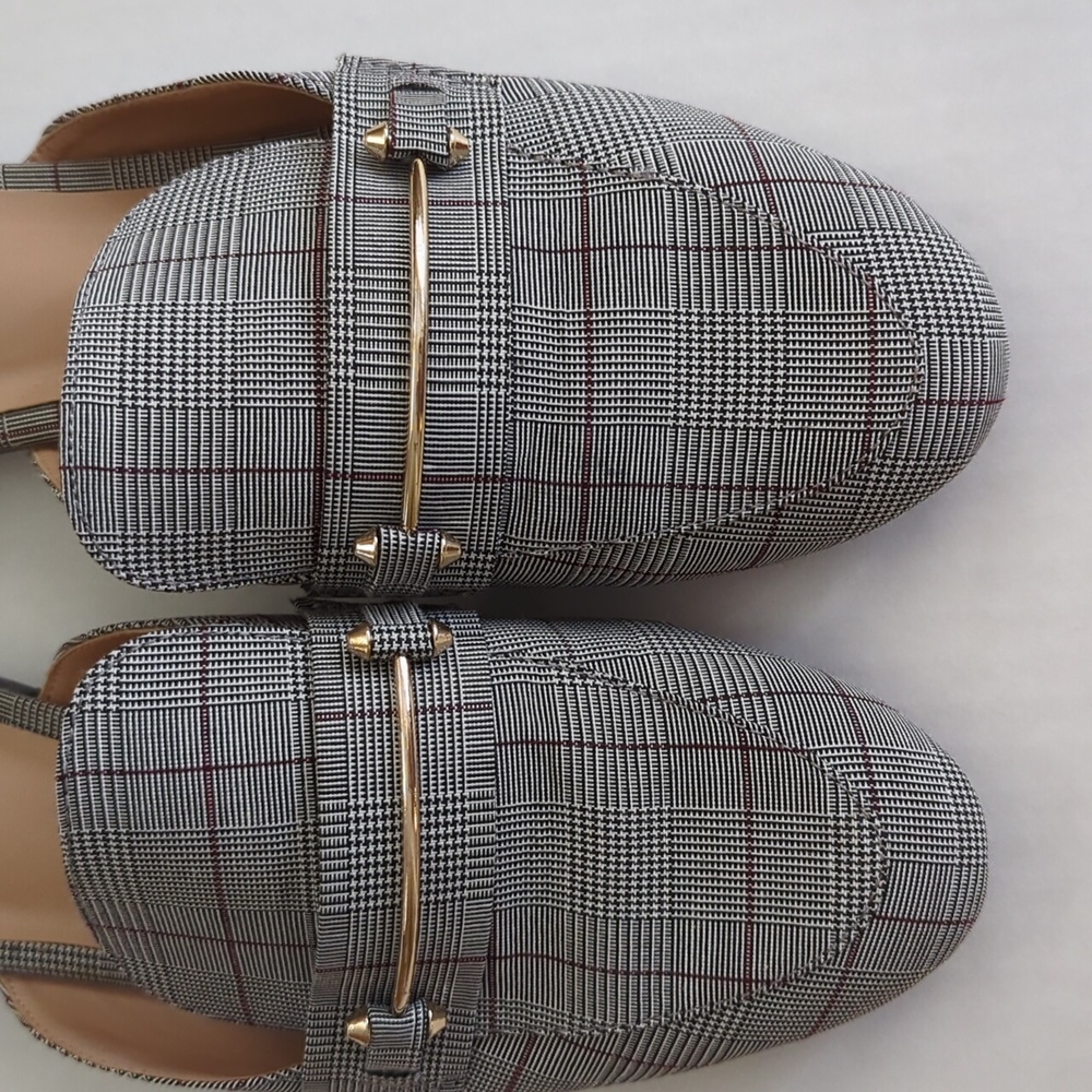 A New Day Plaid Slip-On Mules Flats 8 Gray - Picture 8 of 16